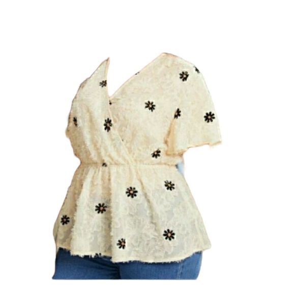 V-neck Plus sz 16 18 20 baby doll Lace blouse - Picture 2 of 16